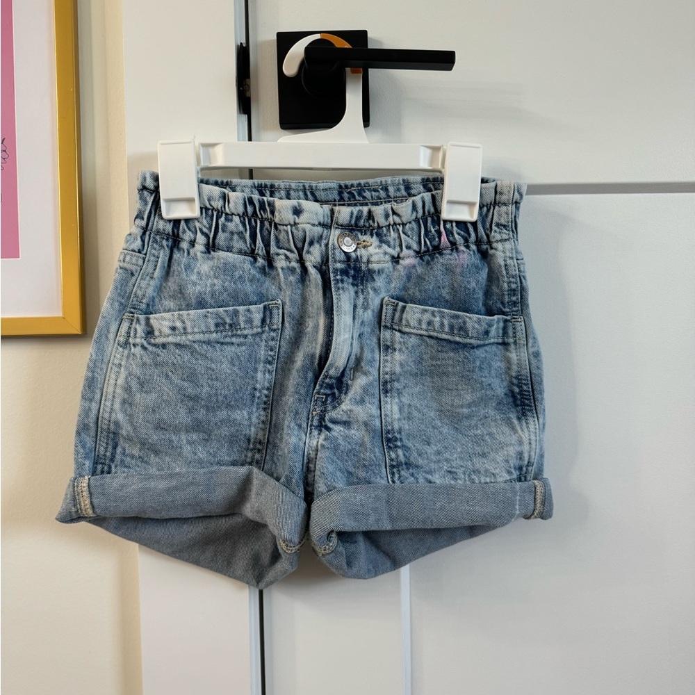 Paper bag jean shorts